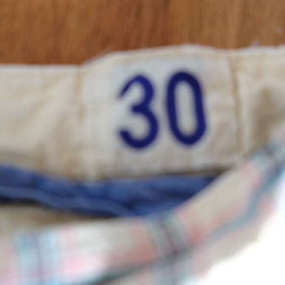 Vintage Abercrombie & Fitch Men's Bermuda Shorts Cream Pink Blue Sz 30 - Picture 3 of 16